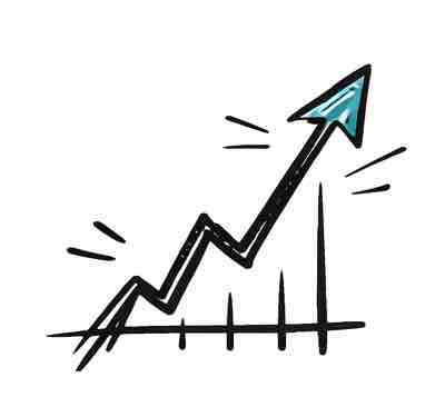 Illustration of an upward-trending chart representing business growth